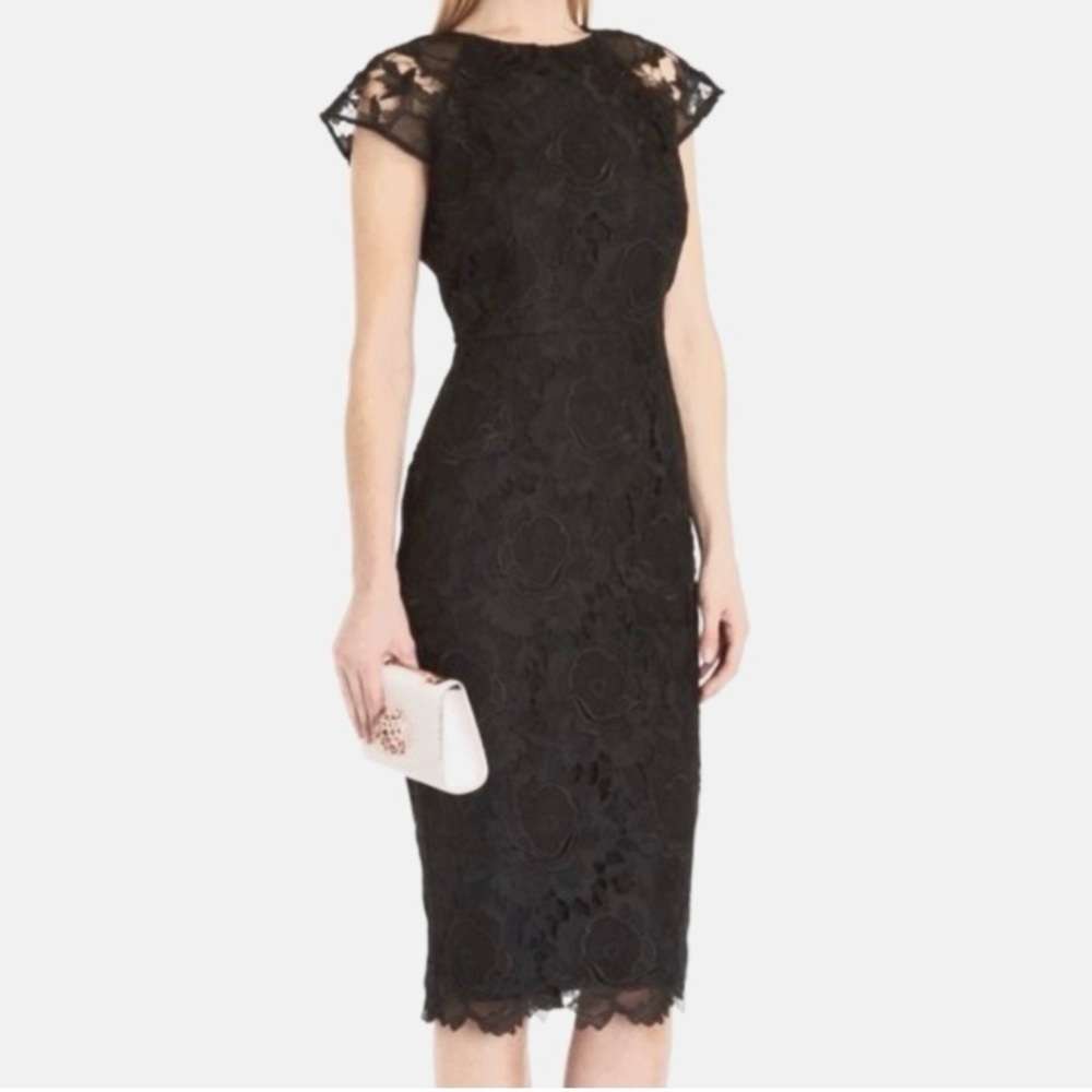 Ted baker Embroidered Lace Sheath Midi Dress Size 4 Formal Evening Cocktail